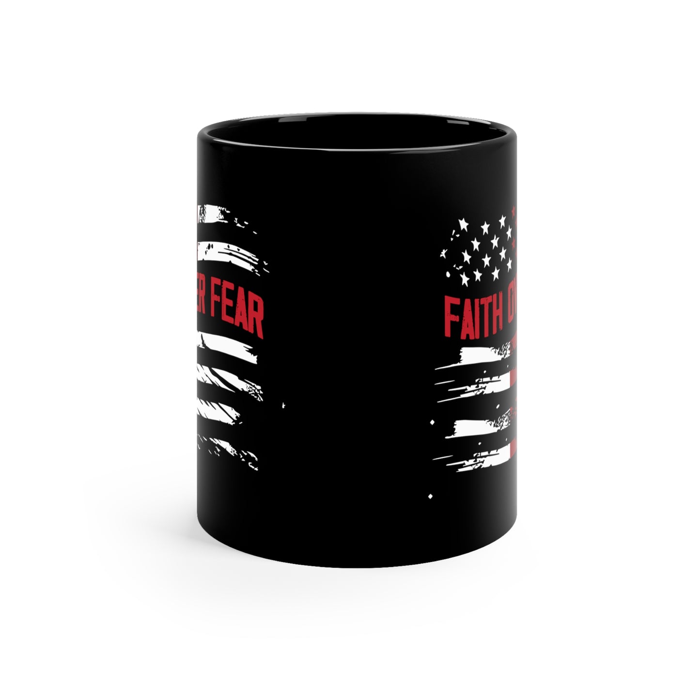 "Faith Over Fear" - Black Ceramic Mug, 11oz