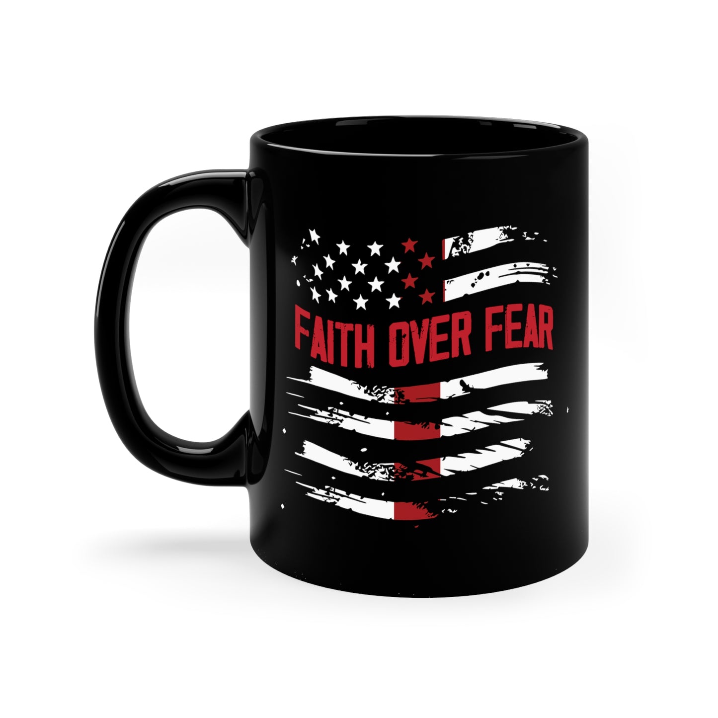 "Faith Over Fear" - Black Ceramic Mug, 11oz