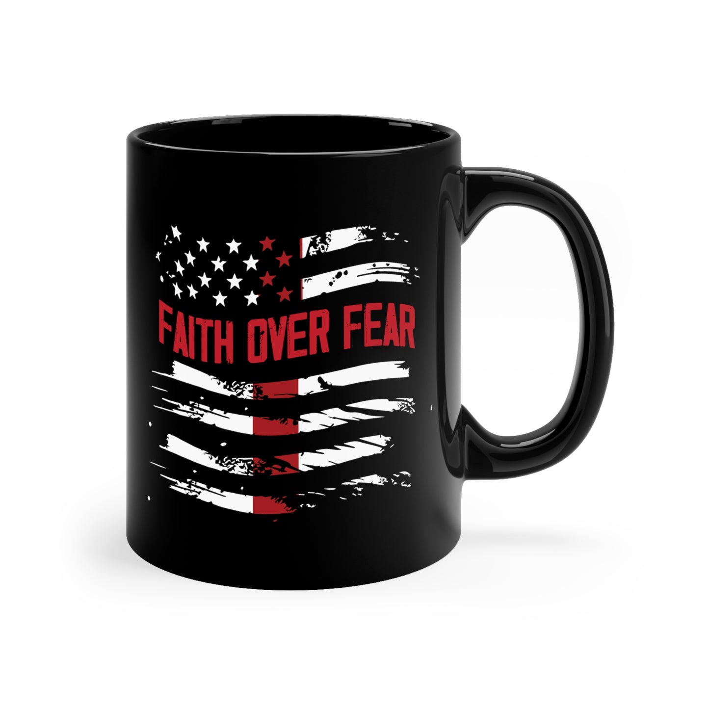 "Faith Over Fear" - Black Ceramic Mug, 11oz