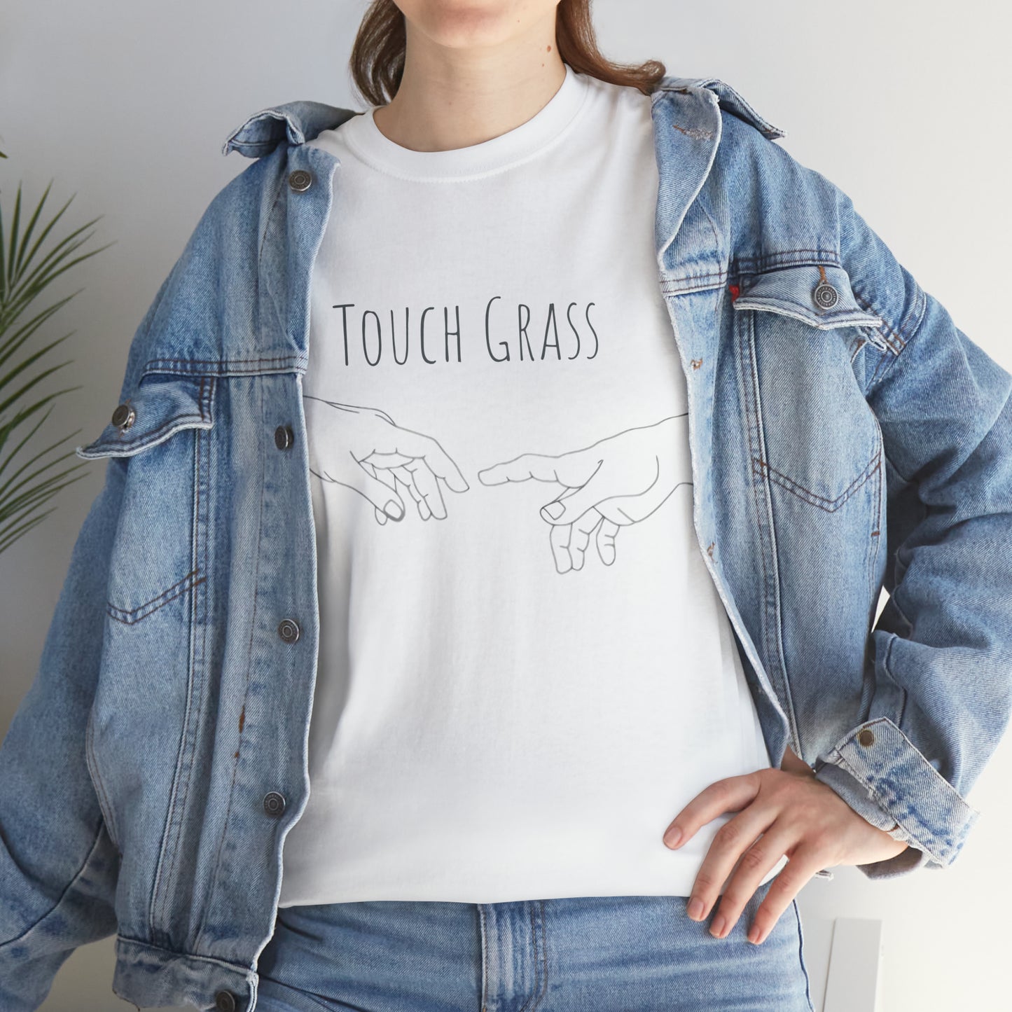 "Touch Grass" - Unisex Cotton Tee - Minimalist