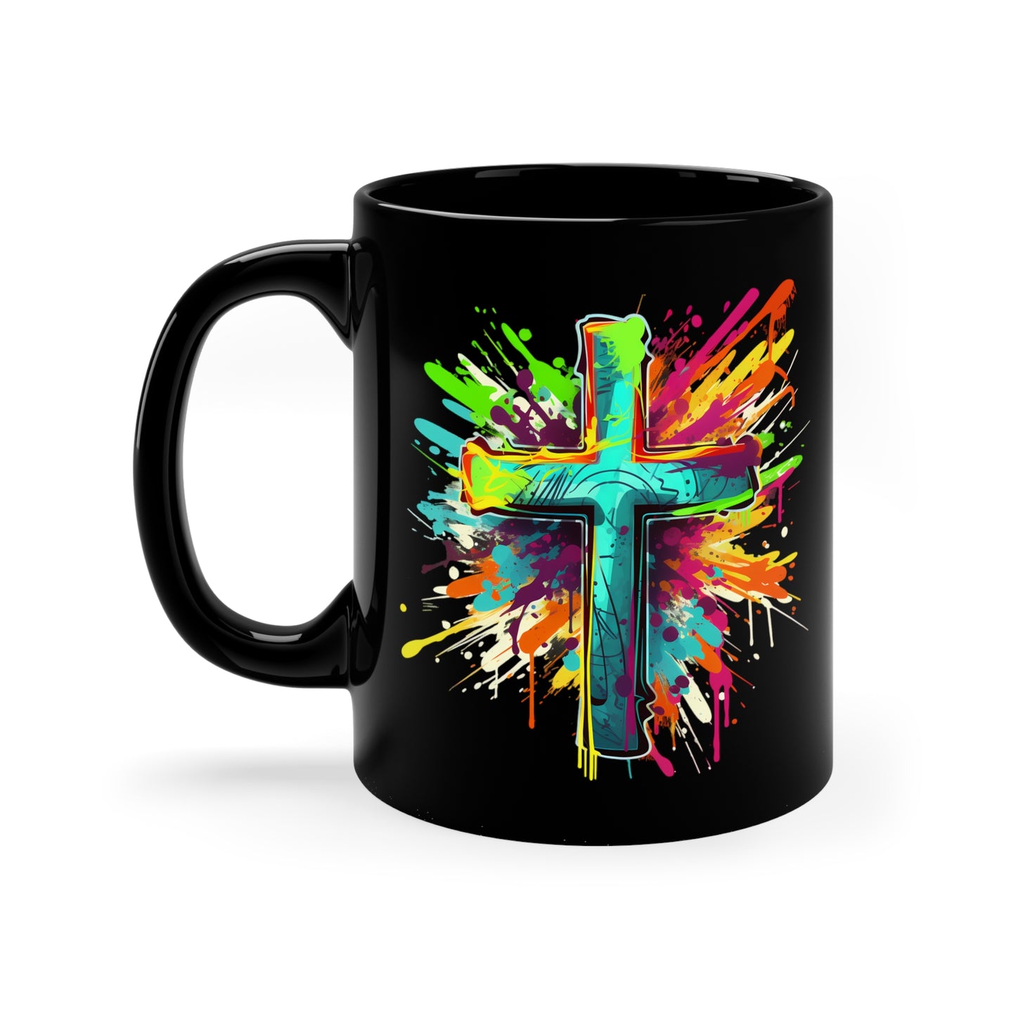 "Graffiti" - Black Ceramic Mug, 11oz